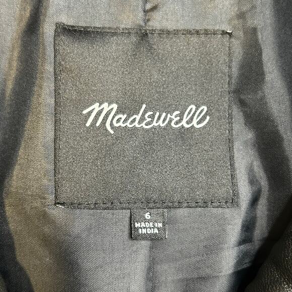 Madewell lamb leather shrunk zip front brass hardware jacket size 6** - Picture 11 of 15